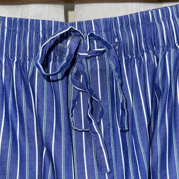 Brooks Brothers M Blue Green White Vertical Stripe 💯Cotton Drawstring PJ Pants - Picture 8 of 10
